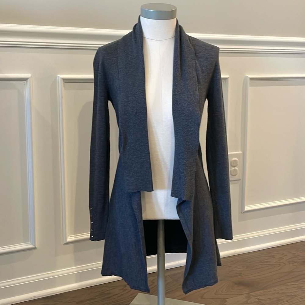 White House Black Market Grey Open Waterfall Cardigan - Size XXS